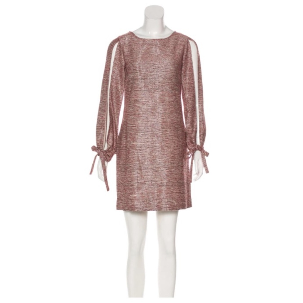 Maroon & Cream Haney Tweed Mini Dress